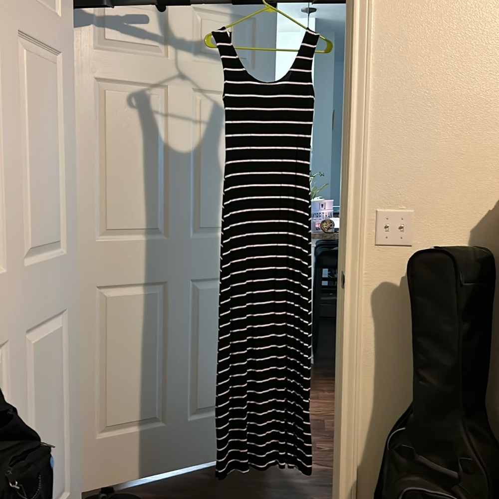 Women’s small black with white stripes Merona dress